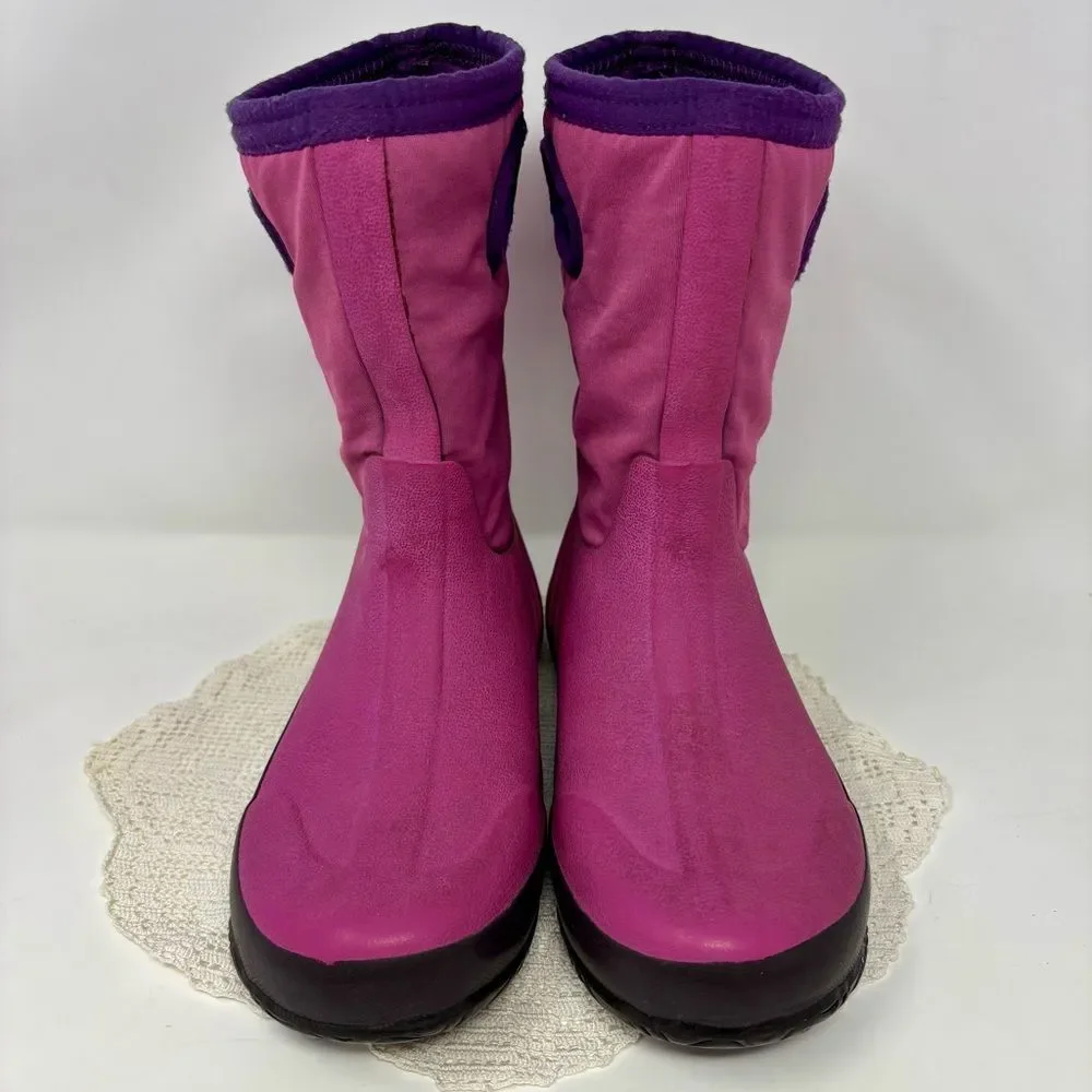 Bogs Glosh Pink Neoprene Rain Boots Waterproof Lightweight Big Kid Girl Size 2